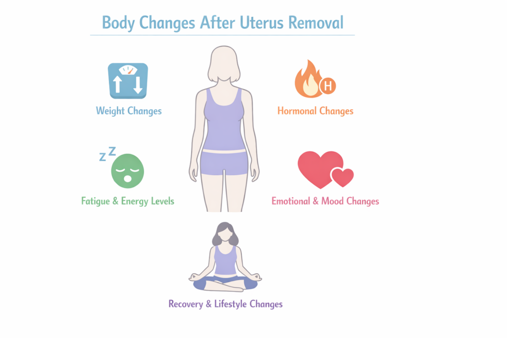 Body changes after uterus removal